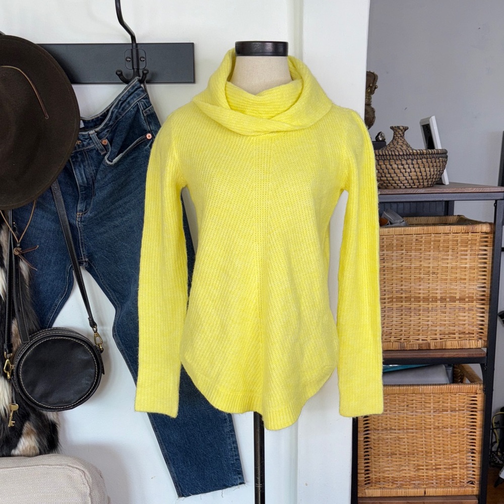 Tahari Bright Yellow Cowl Neck Sweater